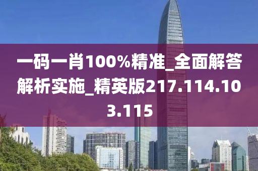 一码一肖100%精准_全面解答解析实施_精英版217.114.103.115